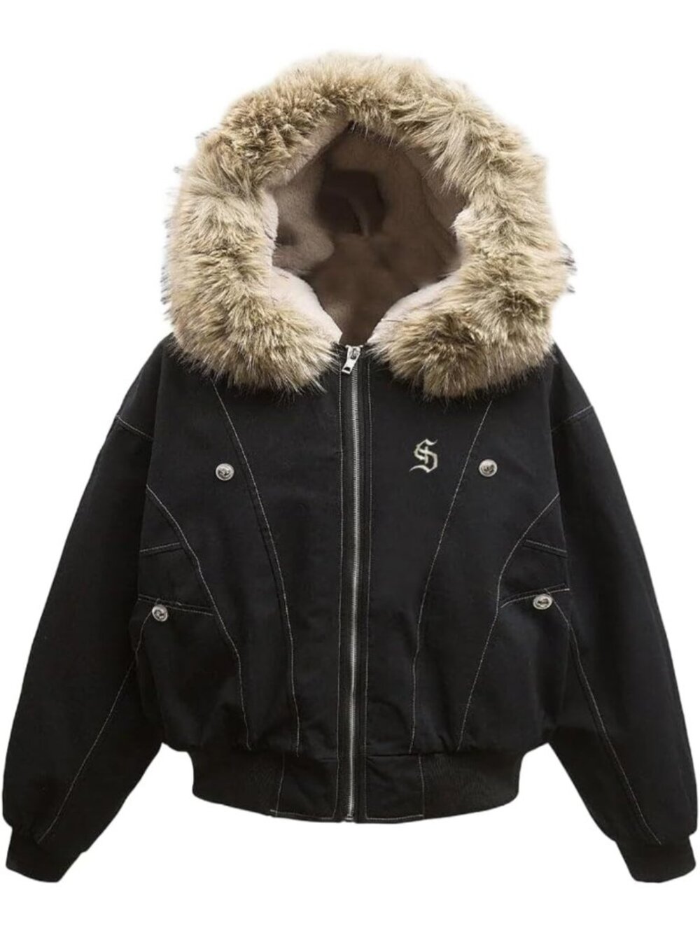 Cozy Fleece Lined Fur Hoodie Jacket | Warm Zip-Up Coat | Y2K Streetwear Fashion